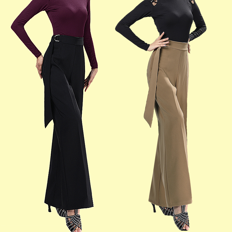 GB dance pants ladies new modern dance pants women's ballroom dance Latin dance streamer high waist wide leg straight leg trousers