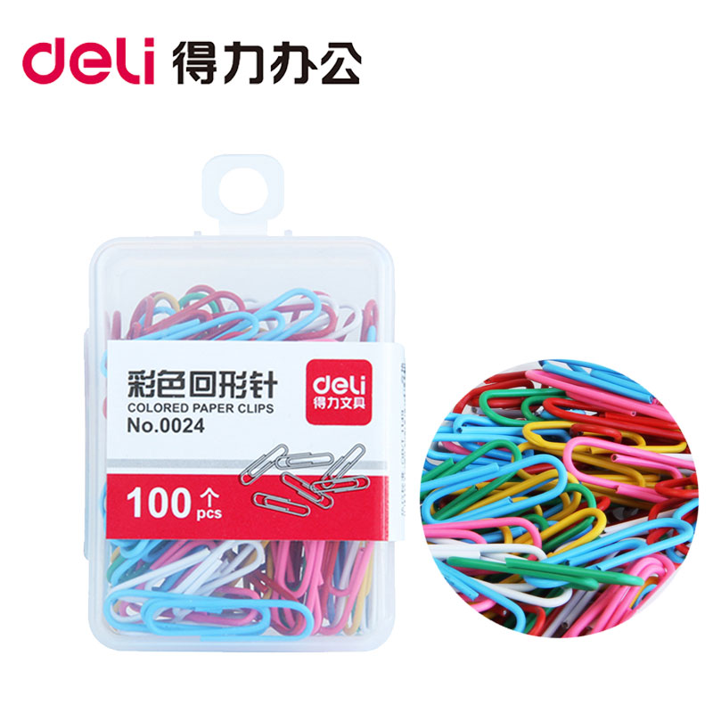 Deli paper clip 0024 color creative cute paper clip Financial document classification storage 100 pieces box