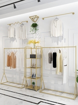 Clothing store display rack hanger rack side hanging display rack Hanging rod floor-standing gold womens clothing store clothing rack