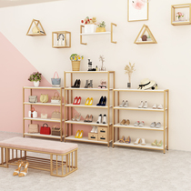 Shoe store shoe rack display rack Clothing store Golden floor-to-ceiling multi-layer shopping center creative combination bag rack storage display rack