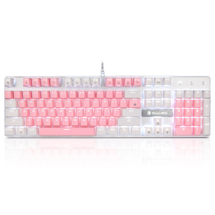 赛德斯机械键盘青轴黑轴电竞女生粉色网红少女