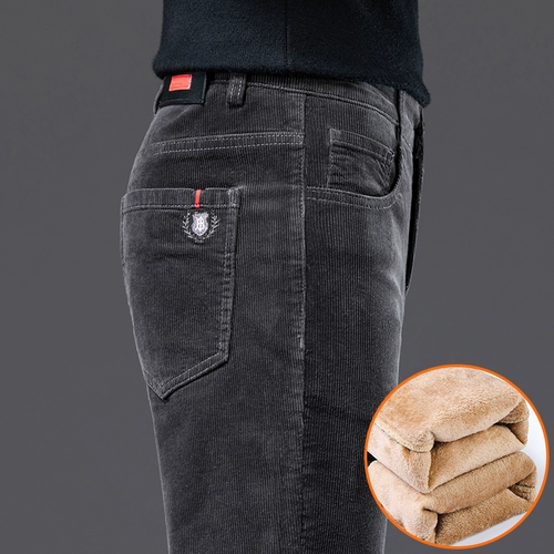 Утепленные бархатные вельветовые демисезонные штаны для отдыха, увеличенная толщина, свободный прямой крой