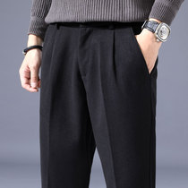 Autumn season suit pants mens business dress loose high waist feel sagging woolen little West pants mens casual pants