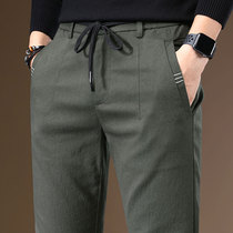 Business leisure trousers mens casual pants spring and autumn Korean trend army green early autumn work loose West pants