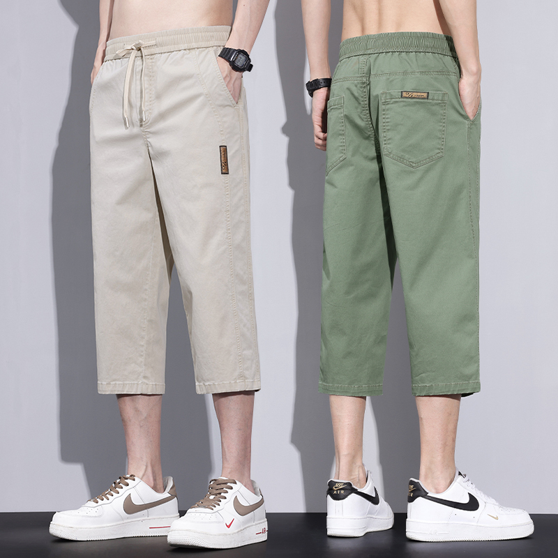 Casual Cropped Pants for Men 2025 New Summer Thin Trendy Brand Loose Sports Eight-Point Pants Men's Over-The-Knee Shorts