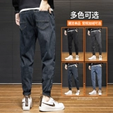 Демисезонные джинсы с начесом, зимние штаны, свободный прямой крой, коллекция 2023