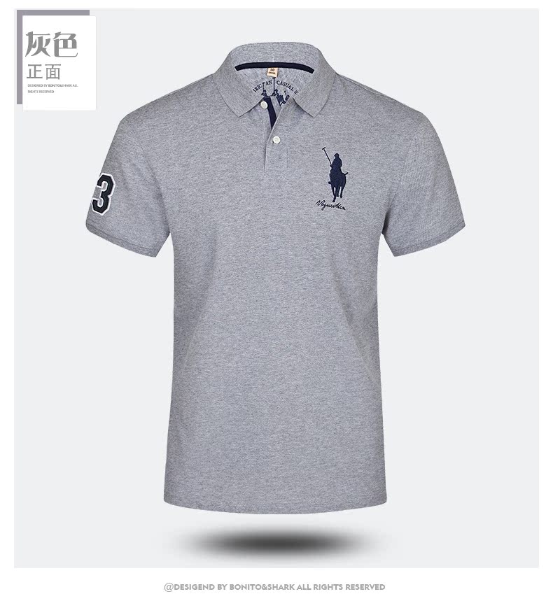 Shark 2018 mới ngắn tay màu rắn POLO áo sơ mi nam giản dị Áo sơ mi polo mùa hè kinh doanh áo thun nam áo polo đẹp