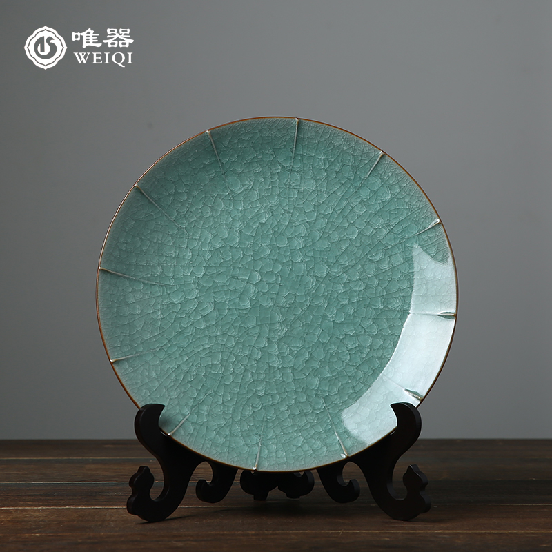 Green porcelain master Ye Xiaochun All hand-made work Gothic kiln ice cracks hanging disc stay-at-home swing pieces collection jug-Taobao