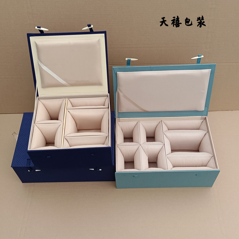 Cover bowl 2 cups packing box purple sand pot gift box cotton cloth brocade box tea set one pot four cups six cups box custom-made