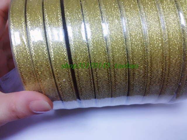 Gift diy material 1cm silk with golden gold ribbon ribbon silver satin with golden glitter ribbon