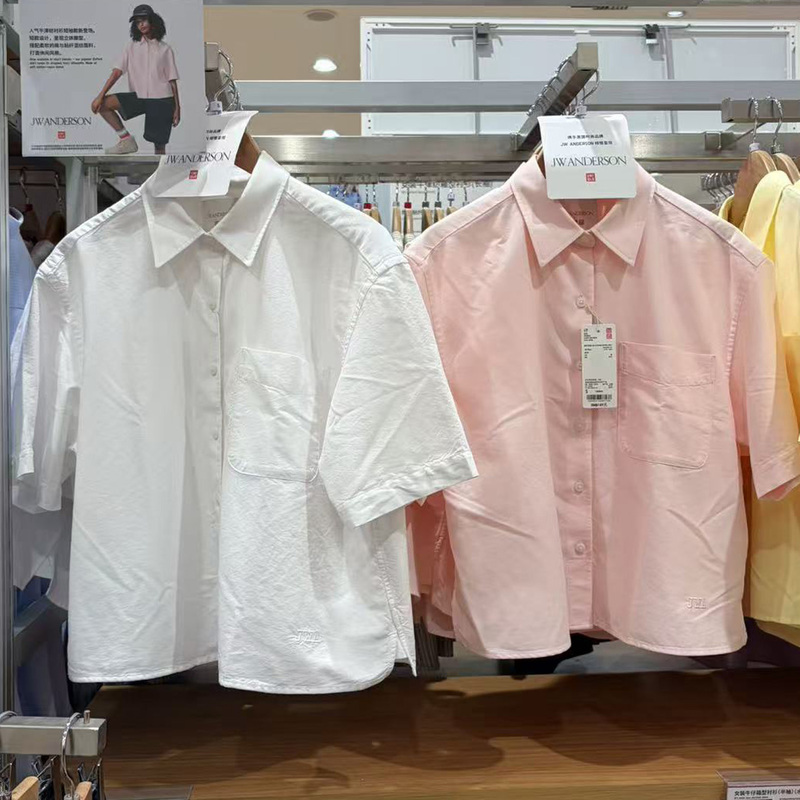 Uniqlo Collaboration Model/484849 Women's Oxford Fabric Boxy Shirt/Short-Sleeved Shirt