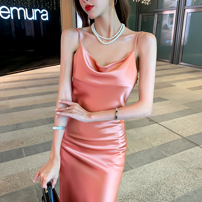 Silk Camisole Dress for Women, Mid-Length, Summer 2024, Acetate Satin, High-End, Waist-Cinching, Elegant, Inner Layer, Long Dress Silk Camisole Dress for Women, Mid-Length, Summer 2024, Acetate Satin, High-End, Waist-Cinching, Elegant, Inner Layer, Long Dress