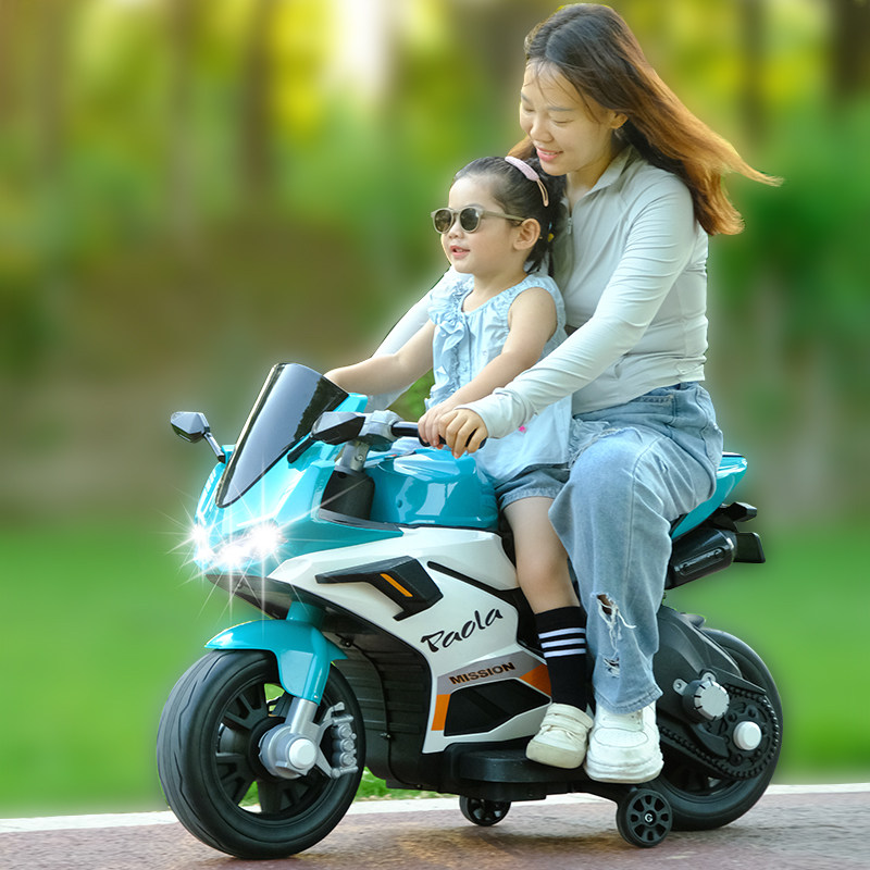 Детский электрический мотоцикл большого размера, детская игрушечная машинка для детей от 3 до 15 лет, может устанавливаться на взрослый двухместный трехколесный велосипед для мальчиков и девочек