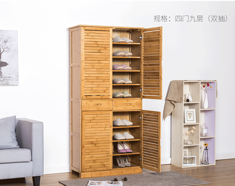 Dễ tiền quyên góp tre giày gỗ linh hoạt nhiều lớp cửa sảnh tủ lưu trữ tủ nhỏ gọn - Buồng tủ quần áo nhựa mini