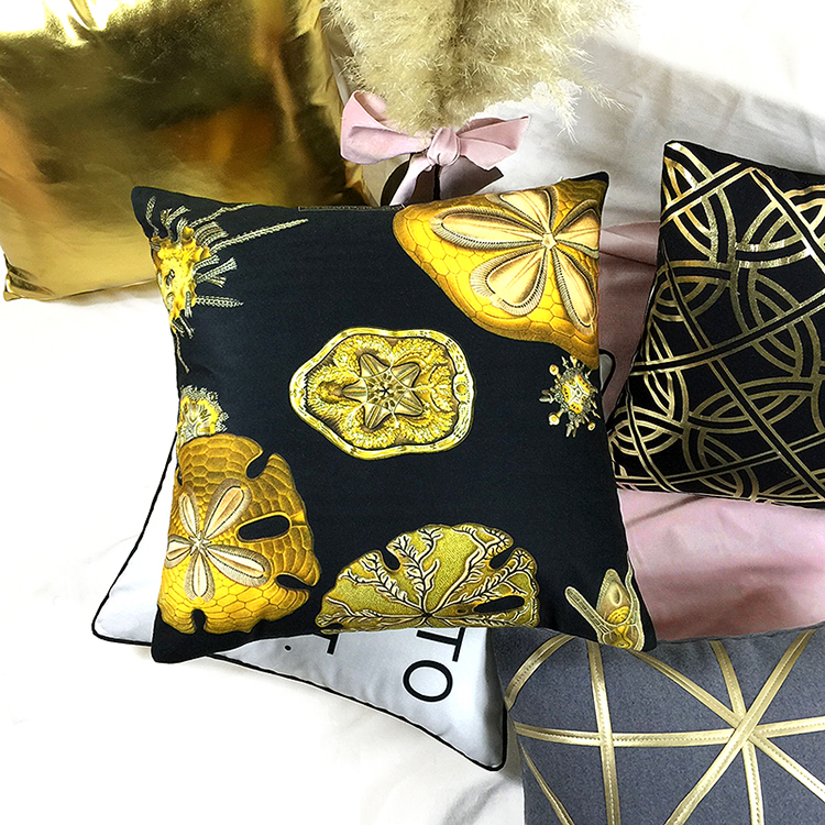 Ins net gối vàng đỏ Bắc Âu bronzing hình học đệm đầu giường sofa trở lại mô hình phòng trang trí bằng túi gối ghế