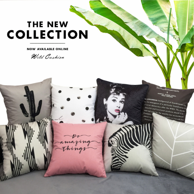 Katie vẻ đẹp nguyên bản vỏ gối đệm hình học màu đen và trắng gối Bắc Âu sofa trở lại đơn giản hiện đại túi - Trở lại đệm / Bolsters gối tựa lưng hình thú