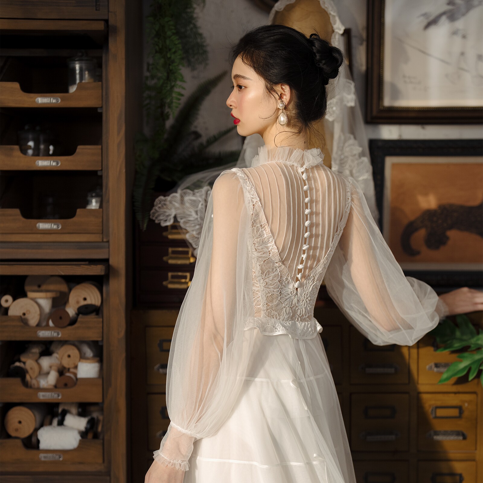 Ретро дизайнерское свадебное платье для невесты, оригинальная кружевная длинная юбка, французский стиль, А-силуэт 