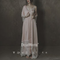 Dear white sling pajamas morning robe Bride wedding female spring and summer ice silk long thin temperament sexy comfortable honeymoon