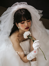 Фата 亲爱的白《云谣》复古森系结婚礼轻婚纱女旅拍短新娘头纱头饰简约