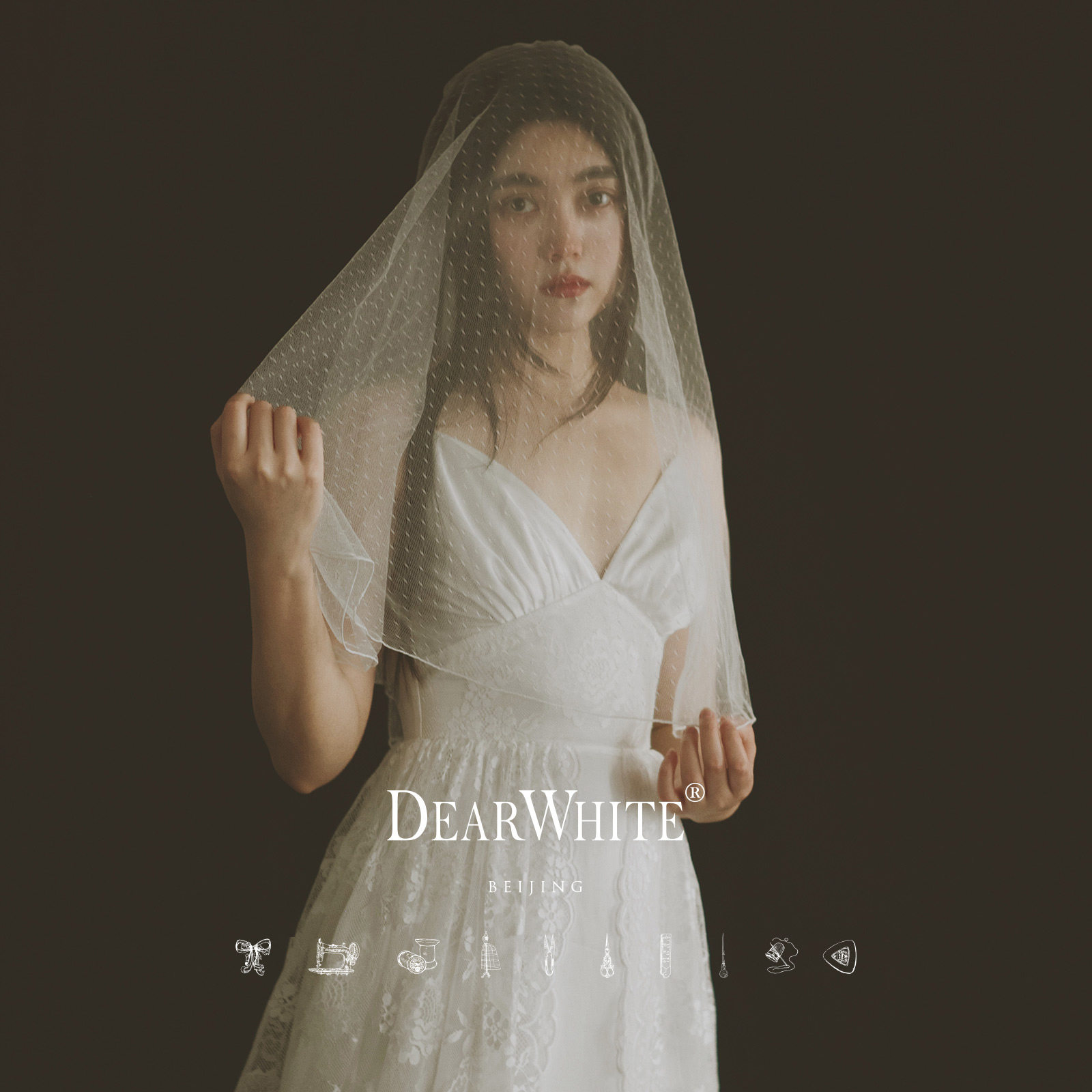 Dear white < Cloud Star > Vintage Wedding Light Wedding Light Wedding woman Short bridal goalhead Veil Travel Photo