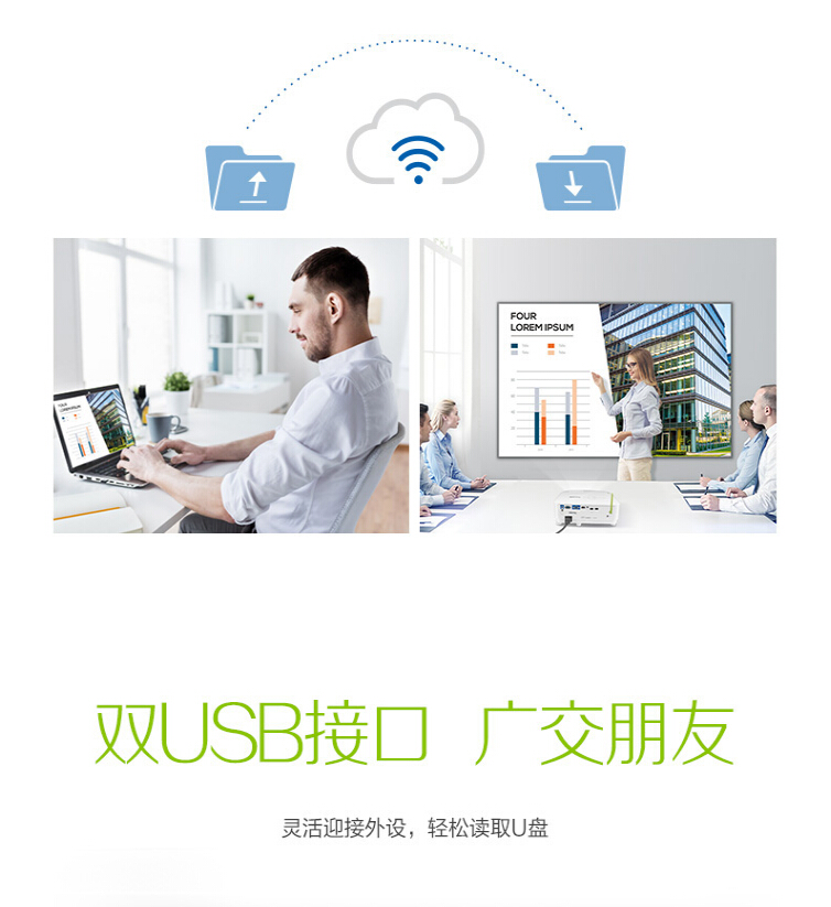 Máy chiếu BenQ BenQ E580 văn phòng kinh doanh thông minh tại nhà HD không dây WiFi Máy chiếu Bluetooth U đọc trực tiếp điện thoại di động có màn hình bộ nhớ 16G - Máy chiếu máy chiếu vật thể giá rẻ