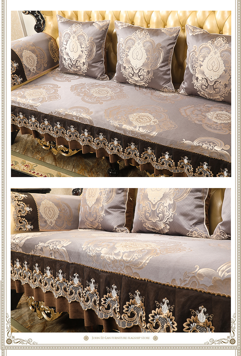 Phong cách châu Âu đệm đệm trượt bìa sang trọng 123 kết hợp chaise longue Bắc Âu đơn giản bốn mùa phổ quát đệm - Ghế đệm / đệm Sofa nệm mút d40