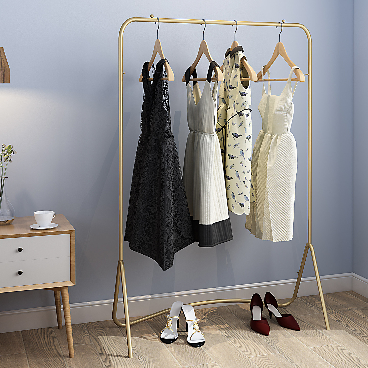 Clothes rack in the bedroom floor balcony clothes rack detachable single pole suitable for household simple hanging clothes rack