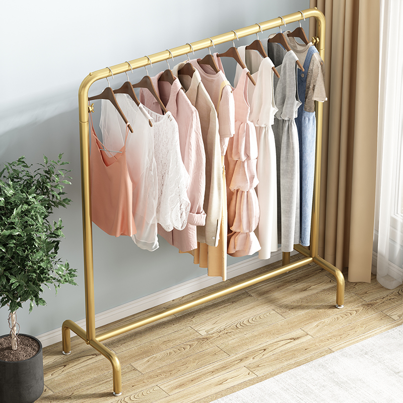 Simple hanger floor household folding shelf indoor horizontal bar hanger bedroom cool clothes shelf - Taobao