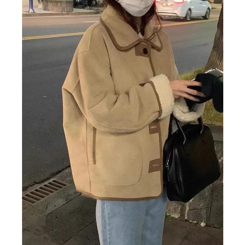 Fur-integrated lamb wool short coat female autumn winter 2023 new exploits wearing a high level sense Korean group cashmere-Taobao
