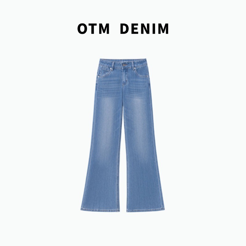 Otm Denim【Zi Yi】Summer Thin Style Non-Tight Flared Jeans with Four-Way Stretch, New Blue Low-Waist Women's Jeans