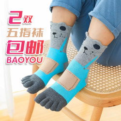 Zhuji ຜະລິດຕະພັນໃຫມ່ຂອງ socks toe ຂອງເດັກນ້ອຍດູໃບໄມ້ລົ່ນແລະລະດູຫນາວຖົງຕີນຝ້າຍບໍລິສຸດກາຕູນ Tabi ທີ່ມີຮູບແບບຫມີ 2 ຄູ່