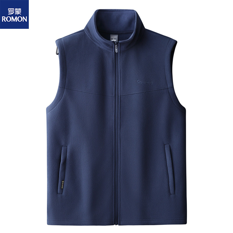 Romon Fleece Vest for Men, Autumn and Winter, Plus Size, Oversized, Outdoor Casual, Cold-Proof Jacket, Trendy Men's Vest