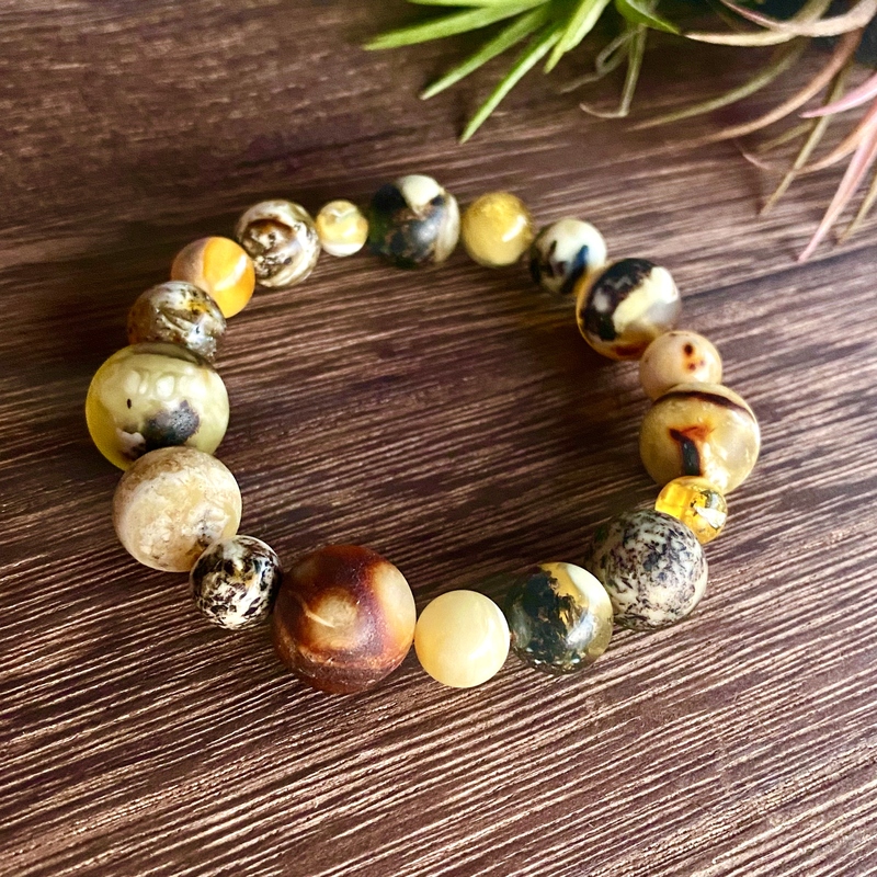 Star Wars Natural Russian Beeswax Amber Round Bead Bracelet Oreo High-End Women's and Men's Special Bracelet