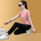 Тонкий спортивный костюм, модные штаны, бордовый комплект для отдыха, V-образный вырез, подходит для подростков