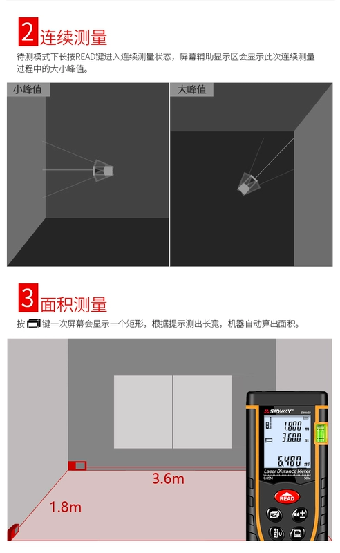 SNDWAY Pin Lithium Cầm Tay Đo Khoảng Cách Bằng Laser Phát Sóng Giọng Nói Hồng Ngoại Dụng Cụ Đo Phòng Điện Tử Thước