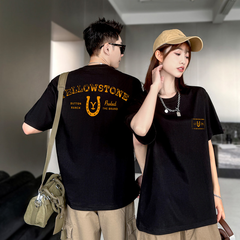 Yellowstone Dutton Ranch T-Shirt Yellowstone Park Short-Sleeved American Retro Clothing for Men and Women Law Enforcement Squad Uniforms