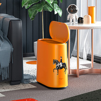 Trash can with lid Home Living room Creative high-end minimalist Toilet Toilet Nets Red Light Lavish Garbage Bedrooms