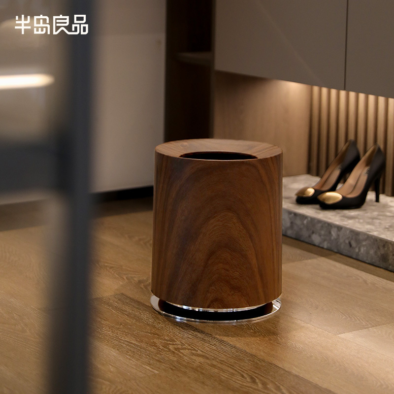 Light Luxury Faux Wood Grain Trash Can for Home Use in Living Room and Bedroom, Double-Layer Large Capacity, Creative Mid-Century Style, Suitable for Guesthouses and Commercial Use
