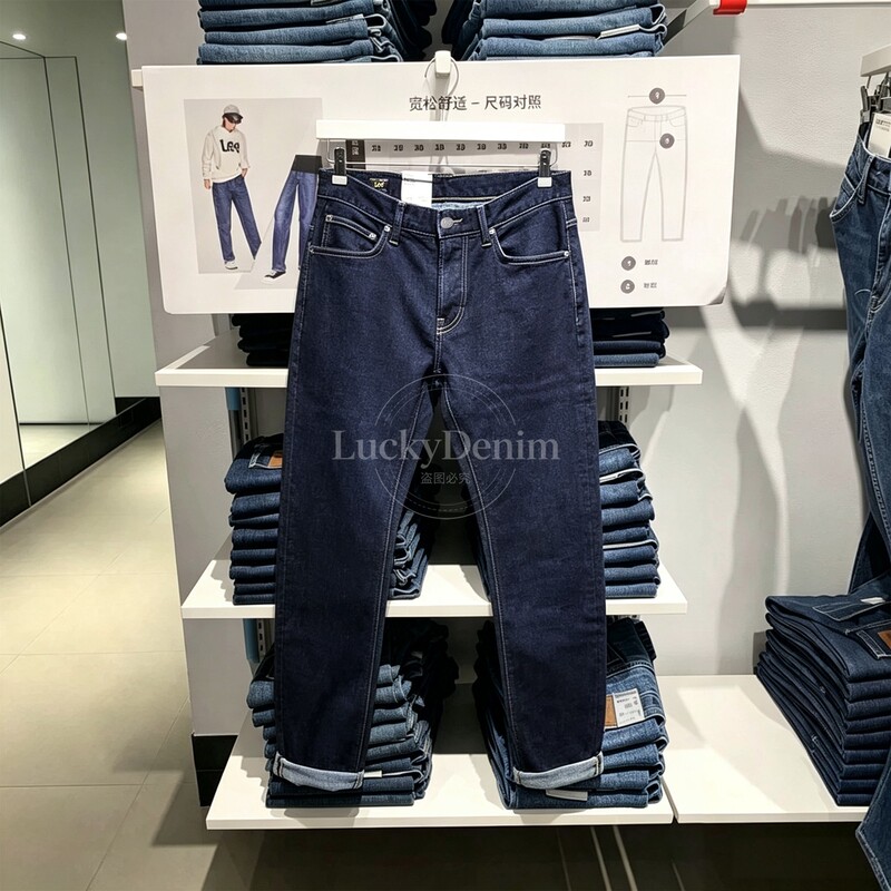 Lee Original Color Slim Fit Jeans for Men, Mid-Waist, Straight Leg, Dark Blue Trousers Lmb1007263Mk00F-898L00 Lee Original Color Slim Fit Jeans for Men, Mid-Waist, Straight Leg, Dark Blue Trousers Lmb1007263Mk00F-898L00