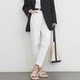 Soft Denim Series, Tapered Cropped Pants, Flattering for Pear-Shaped Body, High-Waisted White Jeans for Spring and Autumn