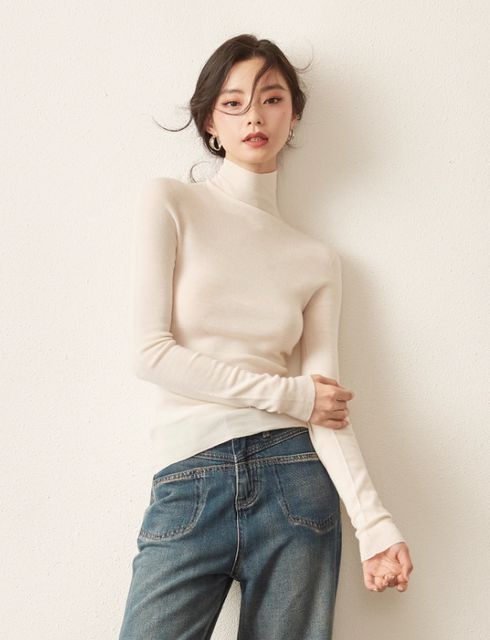Classic Wangpai! Shima Seiki Seamless One-Piece 18-Gauge Ultra-Fine Wool High-Neck Long-Sleeve Base Knit Sweater