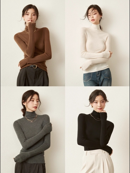 Classic Wangpai! Shima Seiki Seamless One-Piece 18-Gauge Ultra-Fine Wool High-Neck Long-Sleeve Base Knit Sweater