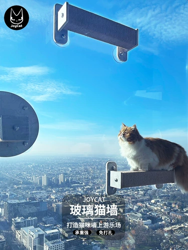 [JoyCat吸盘猫爬架玻璃墙壁猫爪免打孔透明亚克力吊床抓板磨爪麻]