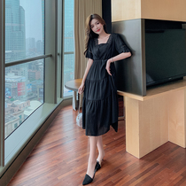 2021 Pregnant Woman Summer Dress Long Dress New Fashion Han Version Lotus Leaf Sleeve Loose thin temperament Aging Hollowed-out Dress dress