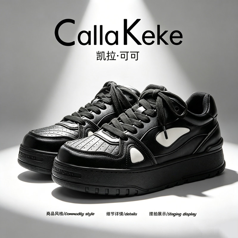 American Calla Keke Black Thick-Soled Sneakers for Men and Women, 2026 New Casual Sports Style Versatile Casual Shoes