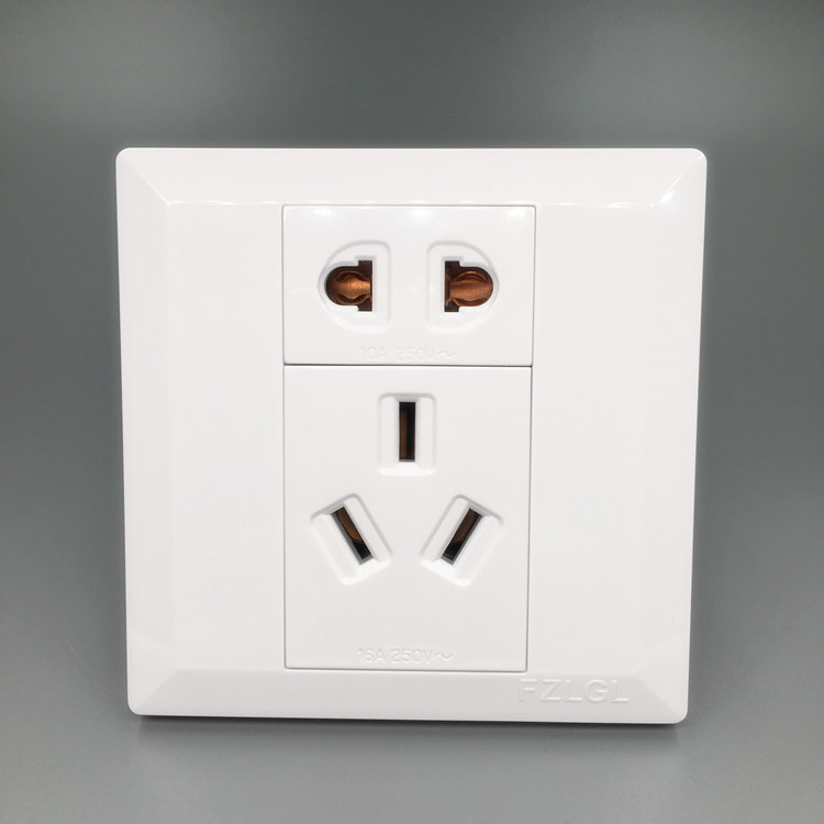 Five-hole 16A power socket two-stage three-stage two-hole 10A plus three-hole 16A switch panel concealed 86 type
