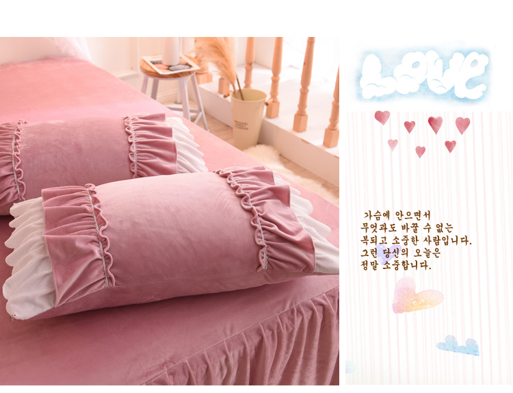 Mùa đông ấm cô gái dày trái tim lông cừu flannel flannel bốn mảnh in công chúa gió giường váy chăn bộ ga giường