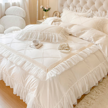 French light luxury and high-end white cotton fairy bed skirt