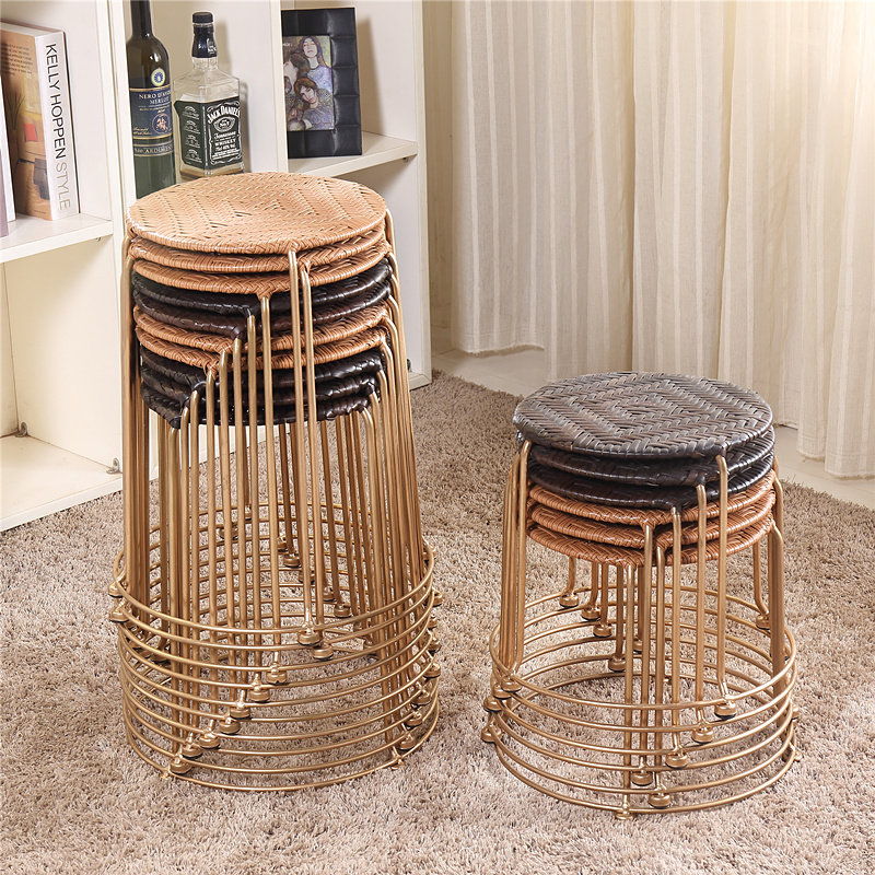 Light and practical easy to contain folding choreographer chair small round stool short stool dining stool chair plastic stool iron bench-Taobao