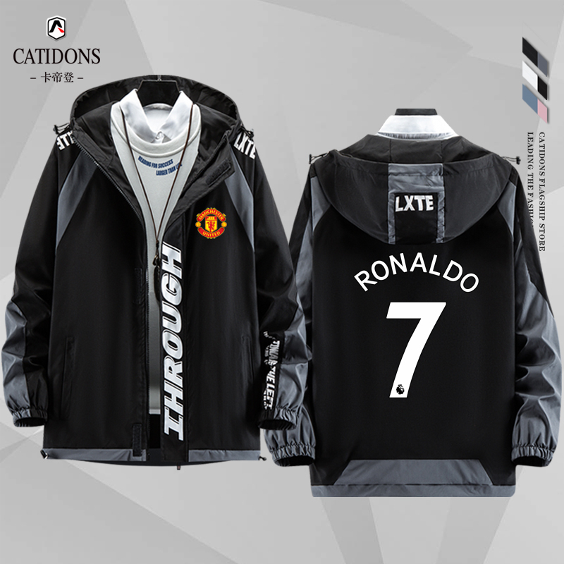Premier League Football Jacket Manchester United Cristiano Ronaldo Same Style No. 7 Autumn Jacket Loose Casual Jacket Football Fan Sports Autumn and Winter Hoodie Premier League Football Jacket Manchester United Cristiano Ronaldo Same Style No. 7 Autumn Jacket Loose Casual Jacket Football Fan Sports Autumn and Winter Hoodie
